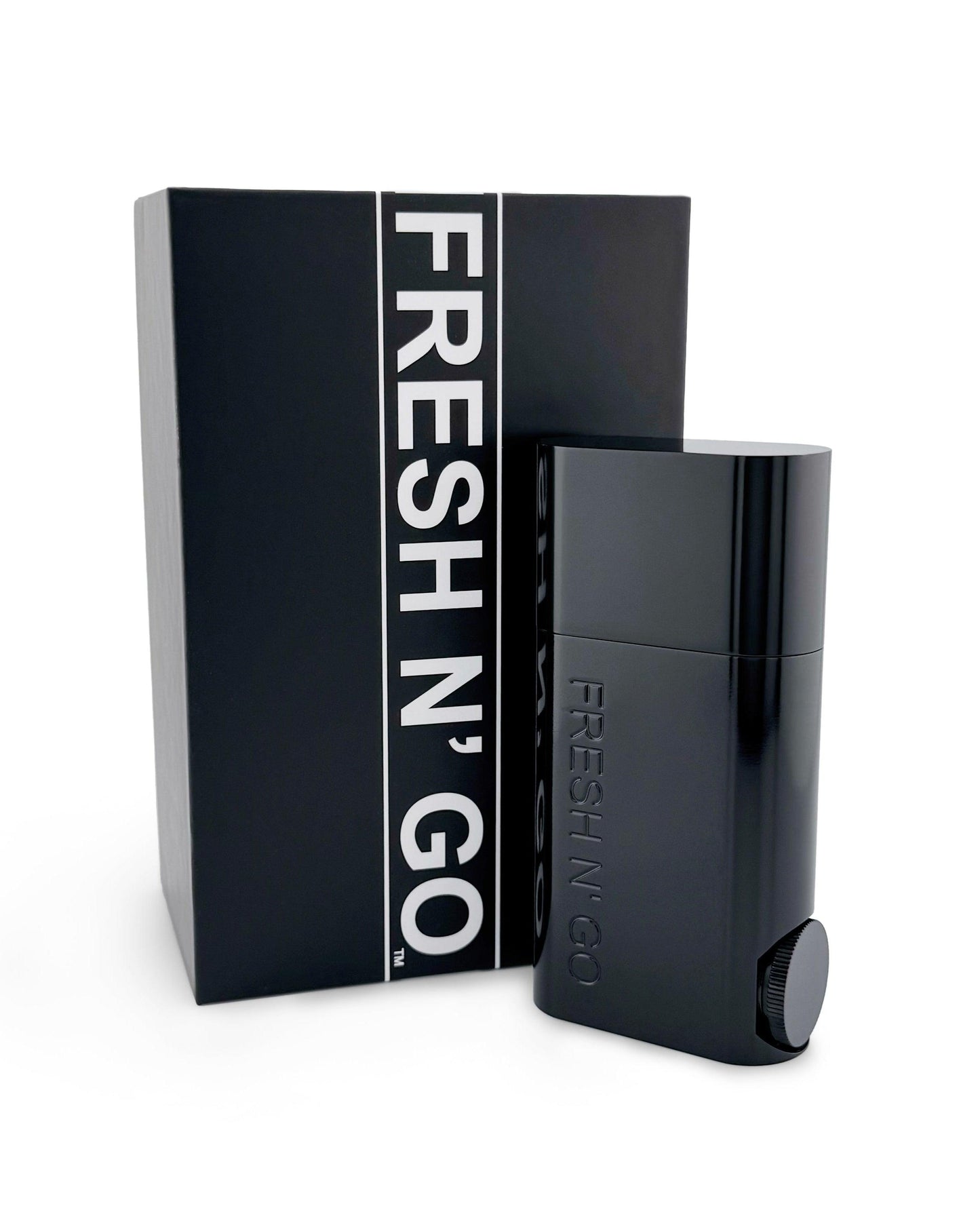 Sleek black travel toothbrush kit closed with case and packaging