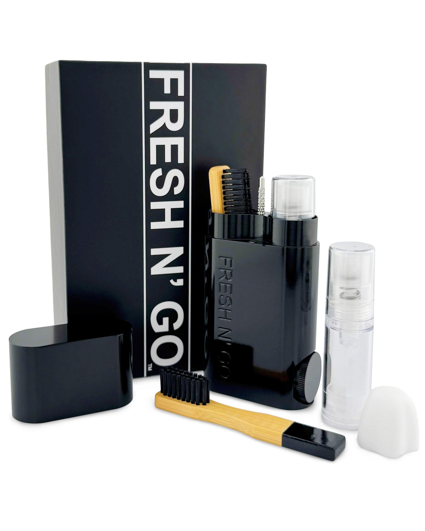 Compact toothbrush kit with refillables and case for men