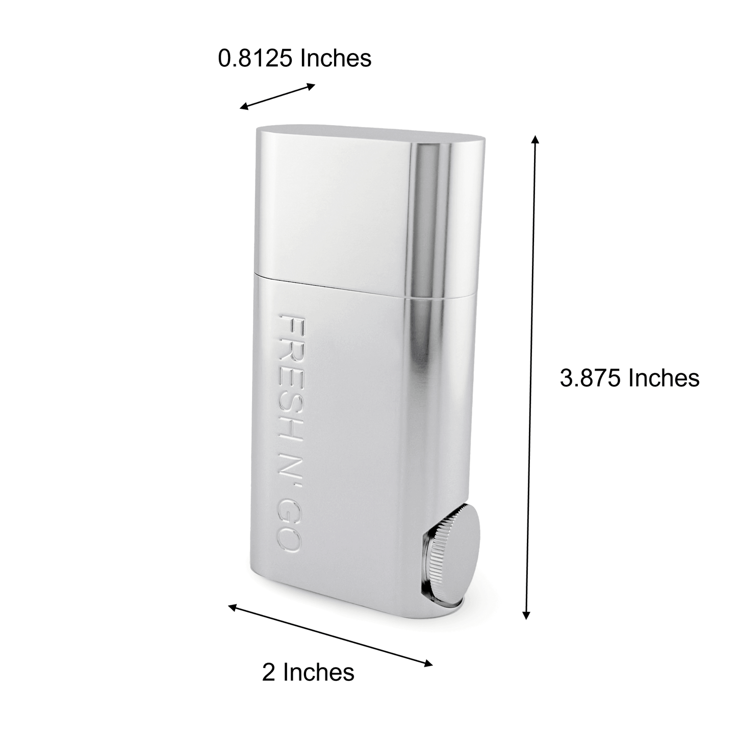 Compact silver oral care kit with size dimensions for travel
